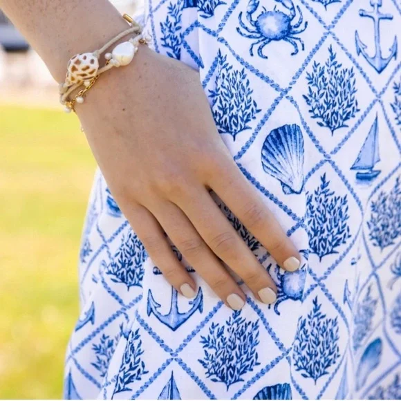 KJP Kiel James Patrick Sea Garden Maxi Dress Sz 8 blue white linen nautical sea - Picture 4 of 15